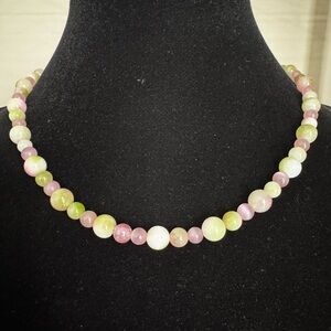 Handmade Dyed Quartz Beaded Necklace, 18" Gold Plated Findings